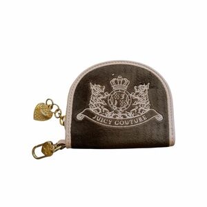 Juicy Couture Brown Velour Coin Purse - Heart Mirror - Y2K Pop Style